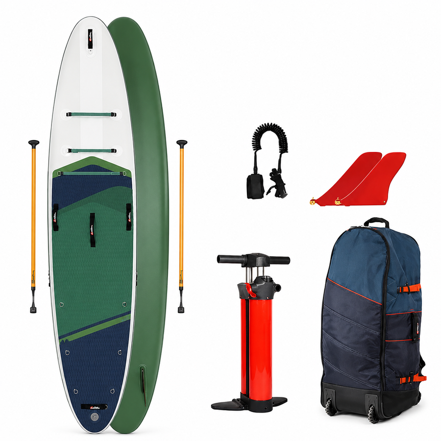 Premium 12'6" Expedition Inflatable Touring SUP – Dual-Fin Heavy Cargo Cruiser with RSS Side-Stiffening System & Underbelly Nose Runner