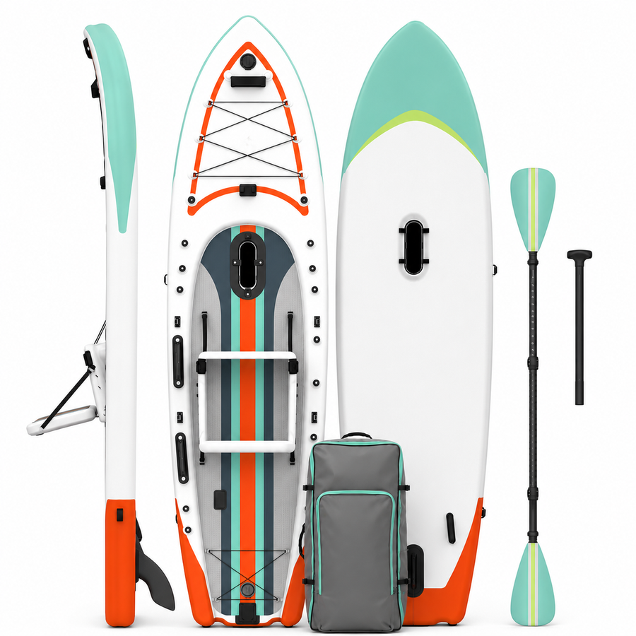 Premium Inflatable Fishing Hybrid Paddleboard System with Pedal Drive Compatibility