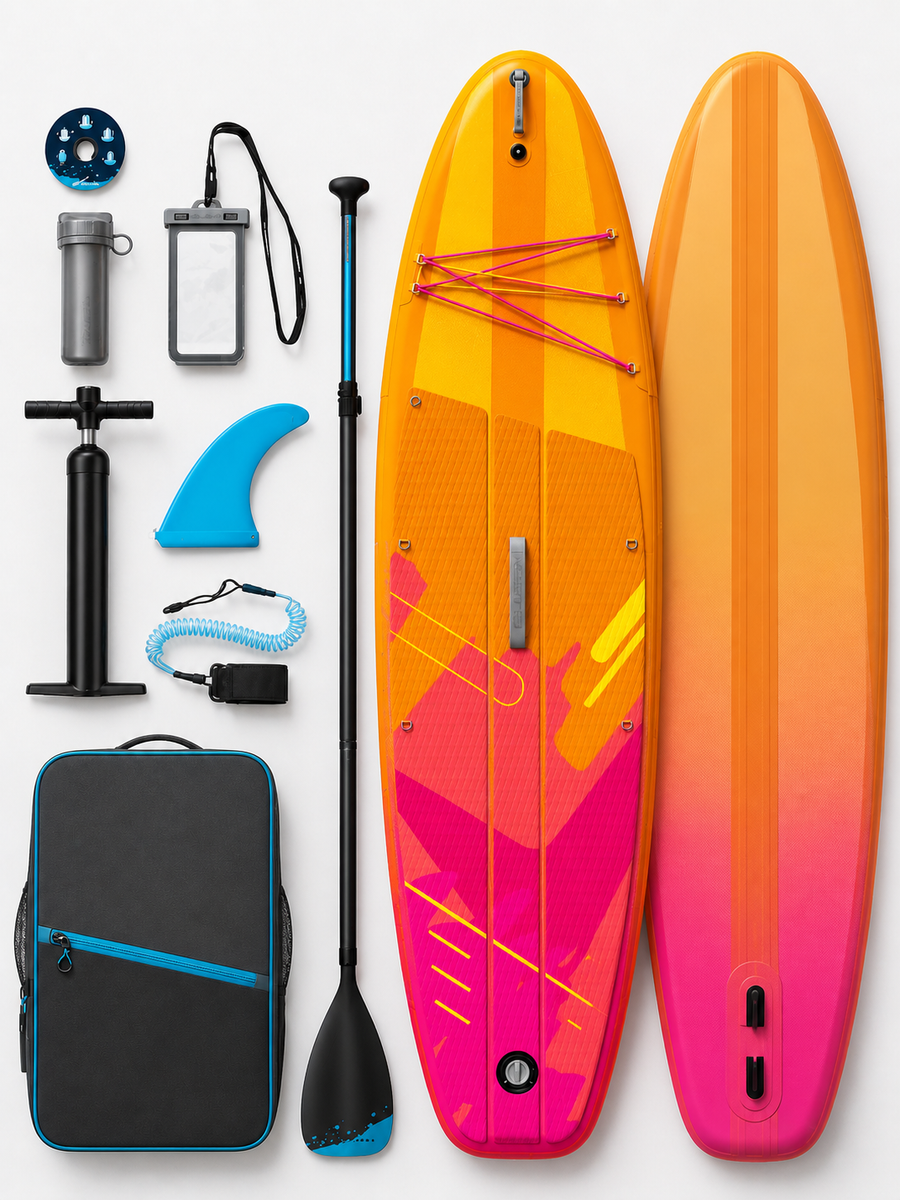 Ultra-Compact Travel Inflatable Paddleboard System – Double Stringer Beginner Edition