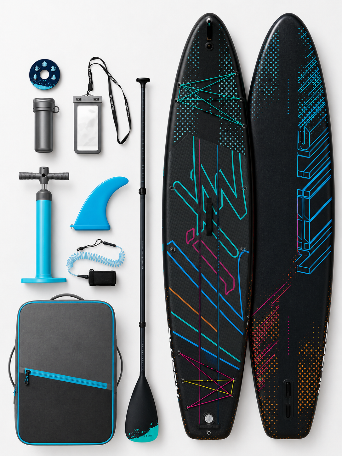 Teal Topographic Ultra-Light Touring Inflatable Paddleboard – Carbon Paddle Performance Edition