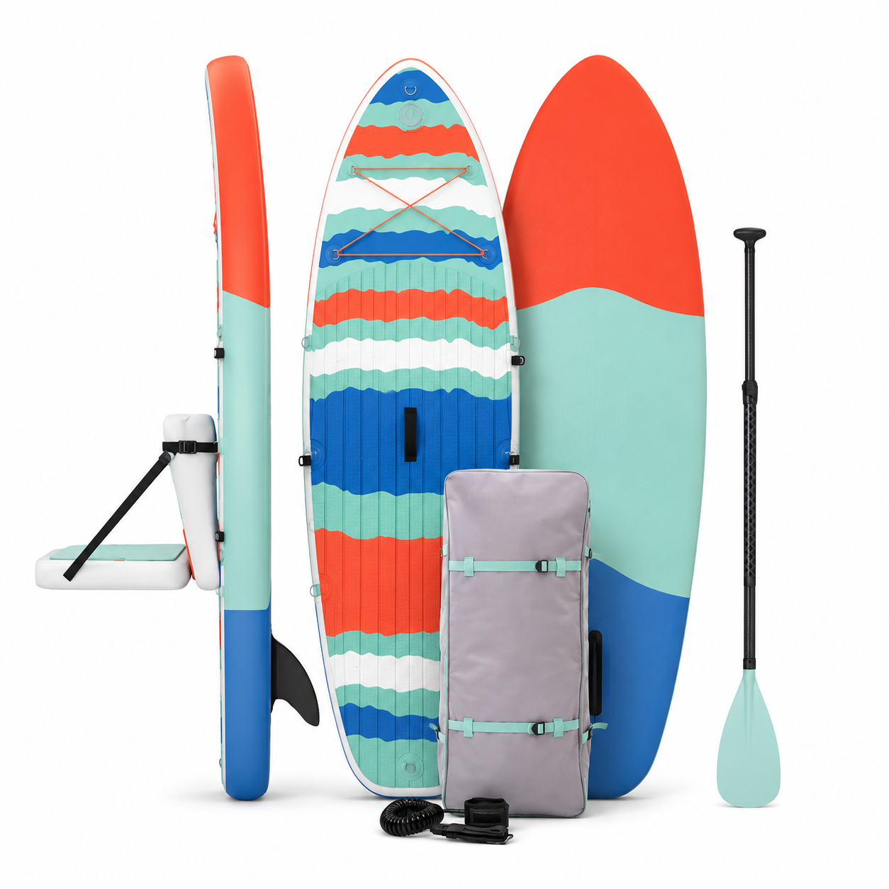Premium Kids 8' Hybrid Inflatable Paddleboard & Kayak Bundle – 2-in-1 Tropical Floral Edition with Detachable Aero-Seat