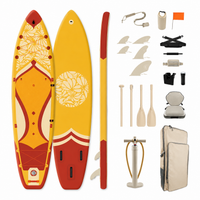 Premium Golden Orange 11'6" Hybrid Inflatable Paddleboard & Kayak – Ultra-Wide Family Cruiser with 5-Fin Tracking System