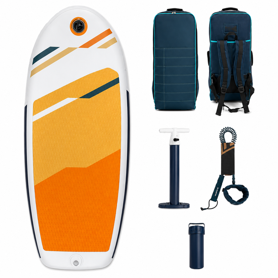Premium 5'7" Inflatable SUP & Wing Foil Board – Carbon Track Plate Fusion Structure with High-Pressure 26 PSI Rigid Core