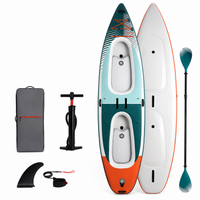 Premium 13'2" Tandem Inflatable SUP & Kayak Hybrid – Deep Cockpit 2-Passenger Expedition Cruiser with Removable Drop-Stitch Deck Floor