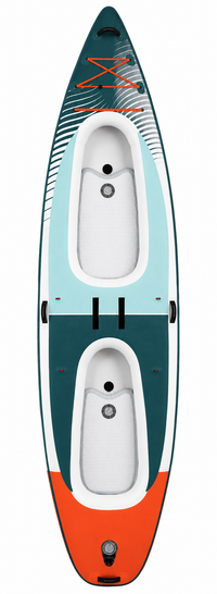 Premium 13'2" Tandem Inflatable SUP & Kayak Hybrid – Deep Cockpit 2-Passenger Expedition Cruiser with Removable Drop-Stitch Deck Floor