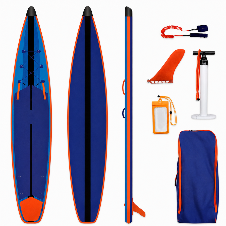 Premium 12'6" Ultra-Light Carbon Racing SUP – Woven Drop-Stitch DLW Core with 3K Carbon Stringers & Hydrodynamic Speedtail