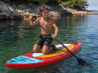 Premium 9'0" Junior All-Round Inflatable SUP – Ultra-Light 6kg Kids Recreational Board with Tropical Jungle Art & Light Tech Double-Layer Core