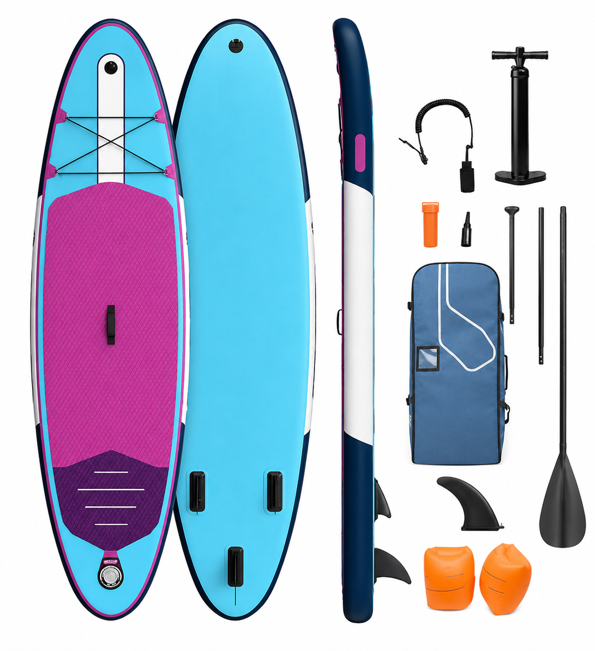 Premium 10'8" Vibrant All-Round Inflatable SUP – 84cm Extra-Wide Yoga & Cruise Board with Action Camera Mount, 3 Slide-In Fins & Family Swim Pack