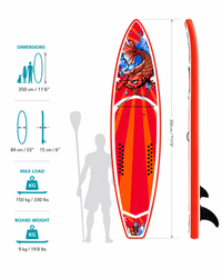 Premium 11'6" Universal Touring Inflatable SUP – 84cm Wide Lightweight Single-Layer Fusion Board with Reinforced Armor Rails, 3-Fin Setup & Aluminum Paddle Bundle